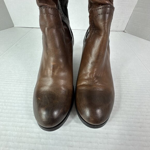 Made in Italy Women's 37 US7.5 Pullon Tall Riding Boot Burnished Distressed Leat - Picture 12 of 16